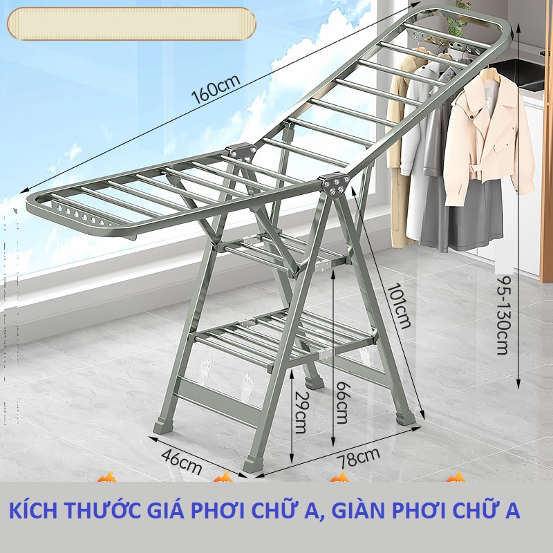 kích thước giá phơi chữ A