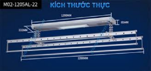 Kích thước của giàn phơi M02-1205AL-22